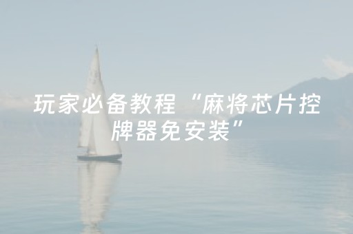 玩家必备教程“麻将芯片控牌器免安装”（详细透视教程）-哔哩哔哩