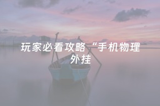 玩家必看攻略“手机物理外挂（专用辅牌神器免安装）