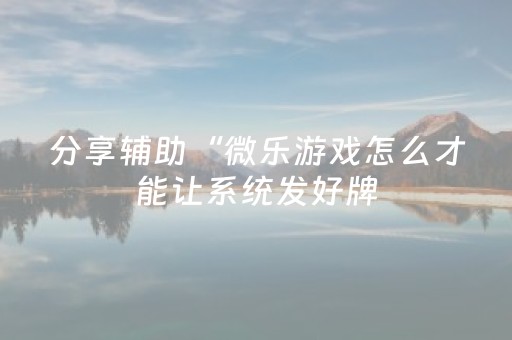 分享辅助“微乐游戏怎么才能让系统发好牌（专用辅牌神器免安装）