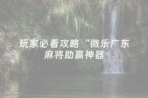 玩家必看攻略“微乐广东麻将助赢神器（助赢神器通用版）