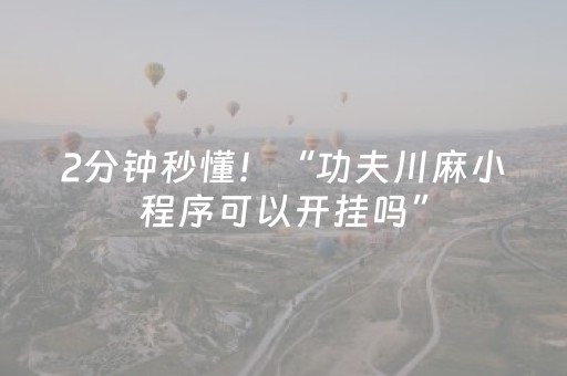 2分钟秒懂！“功夫川麻小程序可以开挂吗”（详细开挂教程）-哔哩哔哩