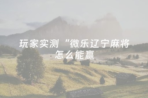 玩家实测“微乐辽宁麻将怎么能赢（助赢神器通用版）
