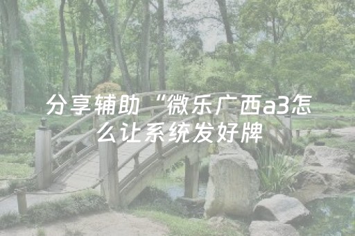 分享辅助“微乐广西a3怎么让系统发好牌（专用辅牌神器免安装）