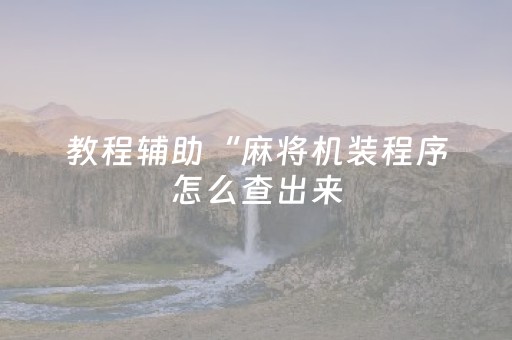 教程辅助“麻将机装程序怎么查出来（专用辅牌神器免安装）