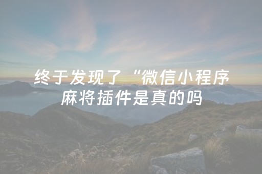 终于发现了“微信小程序麻将插件是真的吗（专用辅牌神器免安装）