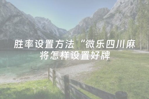 胜率设置方法“微乐四川麻将怎样设置好牌（专用辅牌神器免安装）