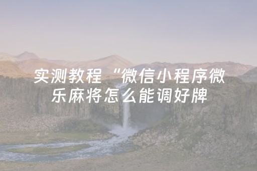 实测教程“微信小程序微乐麻将怎么能调好牌（助赢神器通用版）