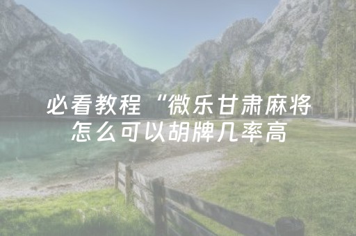 必看教程“微乐甘肃麻将怎么可以胡牌几率高（专用辅牌神器免安装）