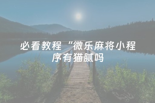 必看教程“微乐麻将小程序有猫腻吗（助赢神器通用版）