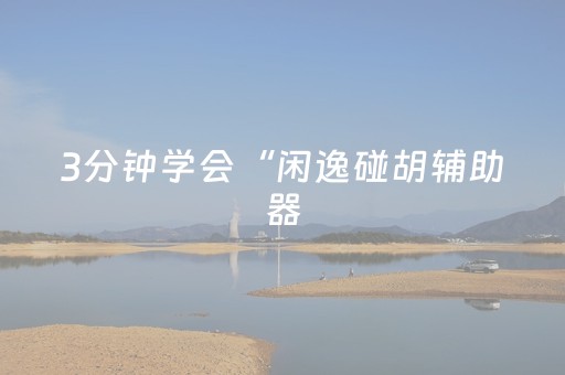 3分钟学会“闲逸碰胡辅助器（助赢神器通用版）