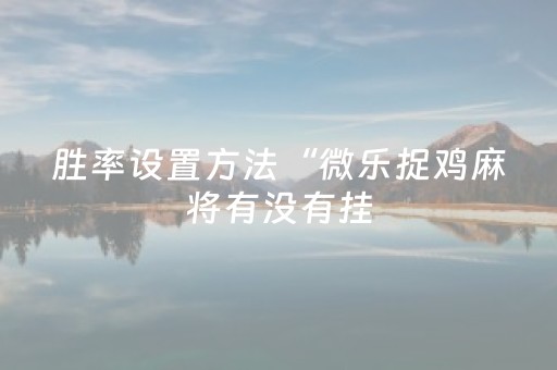 胜率设置方法“微乐捉鸡麻将有没有挂（助赢神器通用版）