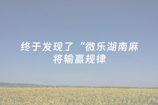 终于发现了“微乐湖南麻将输赢规律（专用辅牌神器免安装）