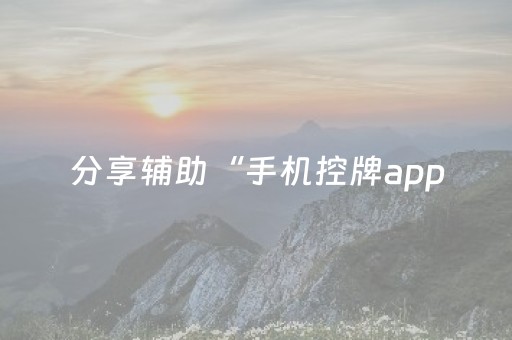 分享辅助“手机控牌app（专用辅牌神器免安装）