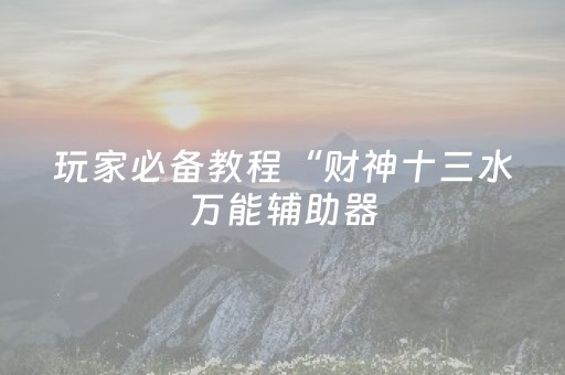 玩家必备教程“财神十三水万能辅助器（专用辅牌神器免安装）