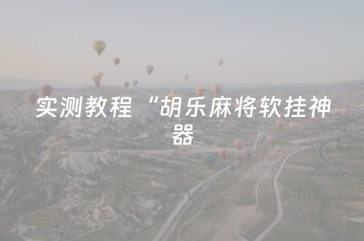 实测教程“胡乐麻将软挂神器（专用辅牌神器免安装）