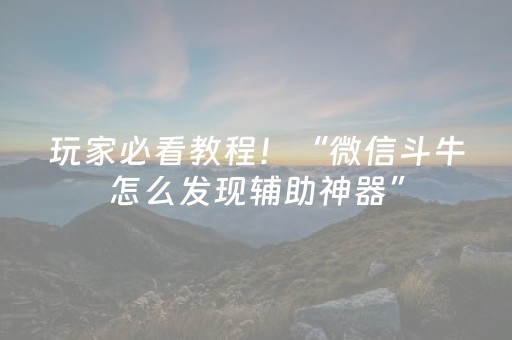 玩家必看教程！“微信斗牛怎么发现辅助神器”（详细透视教程）-哔哩哔哩