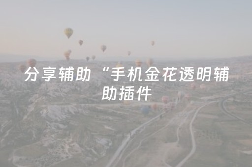 分享辅助“手机金花透明辅助插件（助赢神器通用版）
