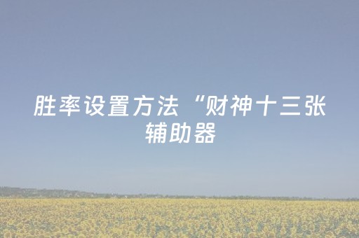 胜率设置方法“财神十三张辅助器（专用辅牌神器免安装）