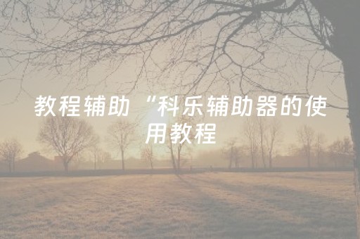 教程辅助“科乐辅助器的使用教程（助赢神器通用版）