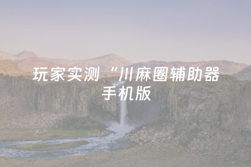 玩家实测“川麻圈辅助器手机版（专用辅牌神器免安装）