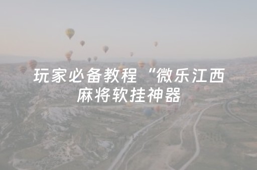 玩家必备教程“微乐江西麻将软挂神器（助赢神器通用版）