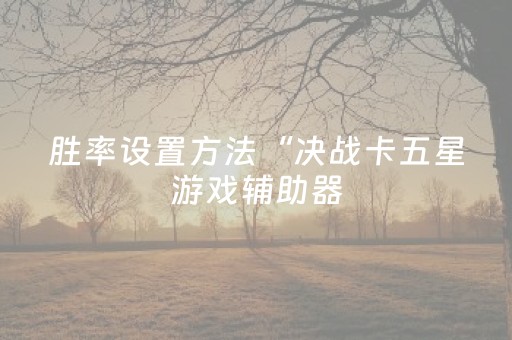 胜率设置方法“决战卡五星游戏辅助器（专用辅牌神器免安装）