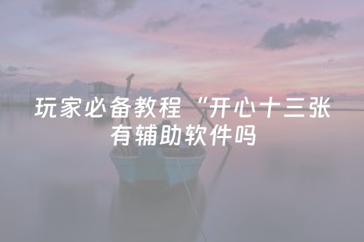玩家必备教程“开心十三张有辅助软件吗（专用辅牌神器免安装）