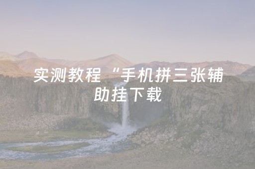 实测教程“手机拼三张辅助挂下载（专用辅牌神器免安装）