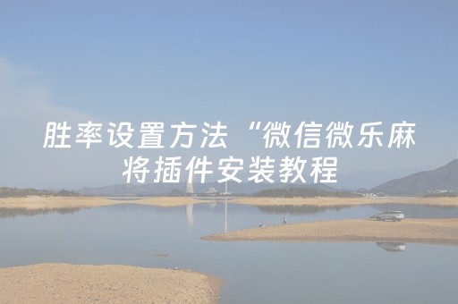 胜率设置方法“微信微乐麻将插件安装教程（助赢神器通用版）