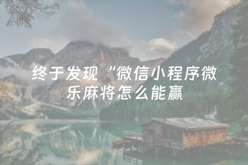 终于发现“微信小程序微乐麻将怎么能赢（助赢神器通用版）