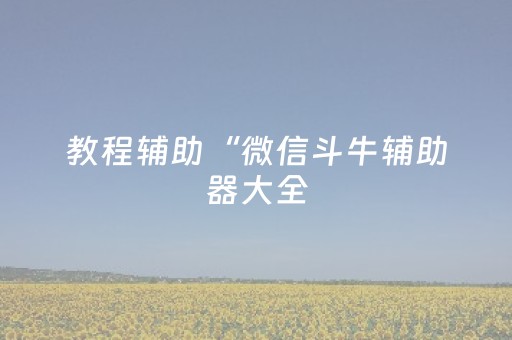 教程辅助“微信斗牛辅助器大全（助赢神器通用版）