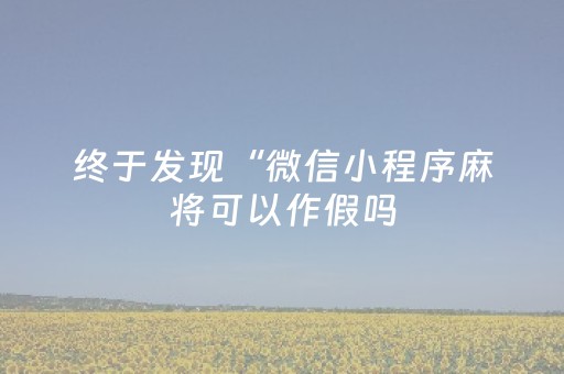 终于发现“微信小程序麻将可以作假吗（专用辅牌神器免安装）