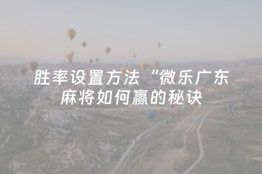 胜率设置方法“微乐广东麻将如何赢的秘诀（专用辅牌神器免安装）