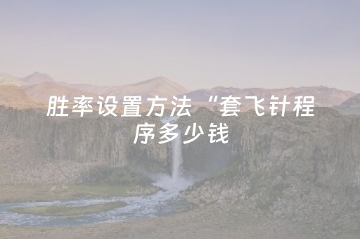 胜率设置方法“套飞针程序多少钱（助赢神器通用版）
