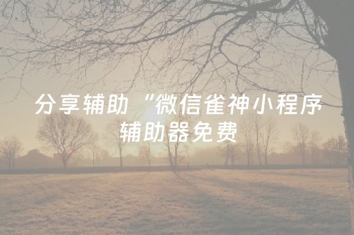分享辅助“微信雀神小程序辅助器免费（专用辅牌神器免安装）