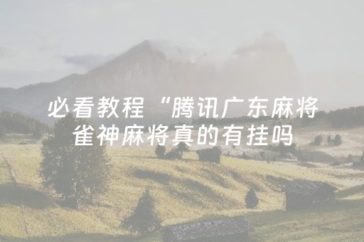 必看教程“腾讯广东麻将雀神麻将真的有挂吗（助赢神器通用版）