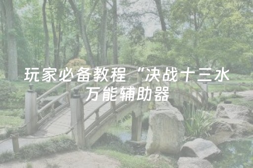 玩家必备教程“决战十三水万能辅助器（助赢神器通用版）