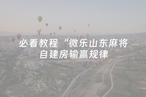必看教程“微乐山东麻将自建房输赢规律（专用辅牌神器免安装）