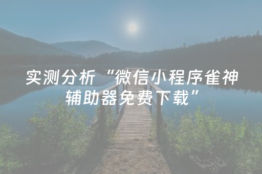 实测分析“微信小程序雀神辅助器免费下载”（详细辅助教程）-哔哩哔哩