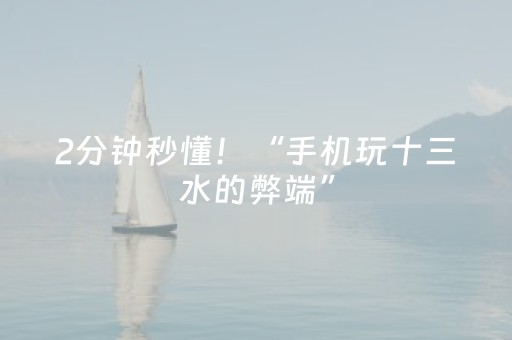 2分钟秒懂！“手机玩十三水的弊端”（详细辅助教程）-哔哩哔哩