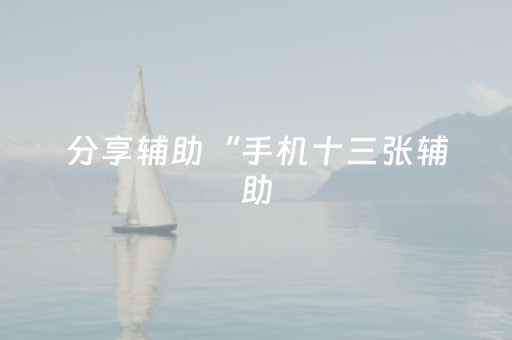 分享辅助“手机十三张辅助（专用辅牌神器免安装）