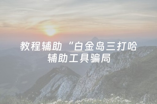 教程辅助“白金岛三打哈辅助工具骗局（专用辅牌神器免安装）