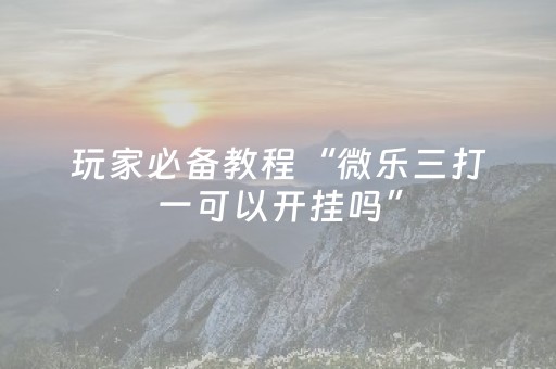 玩家必备教程“微乐三打一可以开挂吗”（详细透视教程）-哔哩哔哩