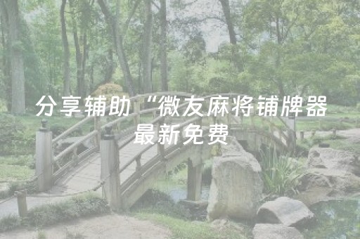 分享辅助“微友麻将铺牌器最新免费（专用辅牌神器免安装）