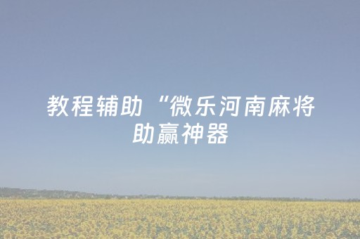 教程辅助“微乐河南麻将助赢神器（助赢神器通用版）