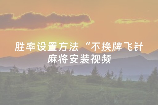 胜率设置方法“不换牌飞针麻将安装视频（专用辅牌神器免安装）