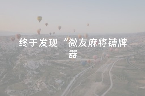 终于发现“微友麻将铺牌器（专用辅牌神器免安装）