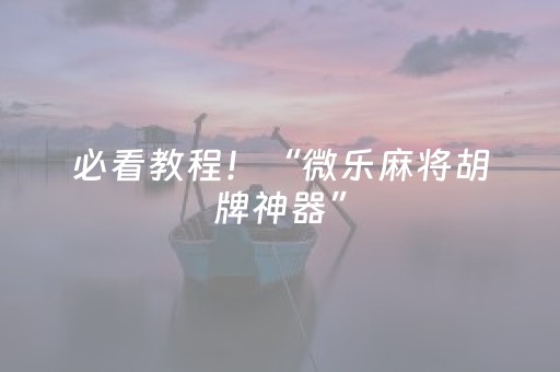 必看教程！“微乐麻将胡牌神器”（详细辅助教程）-哔哩哔哩