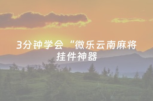 3分钟学会“微乐云南麻将挂件神器（专用辅牌神器免安装）