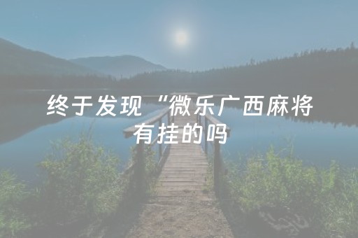 终于发现“微乐广西麻将有挂的吗（专用辅牌神器免安装）